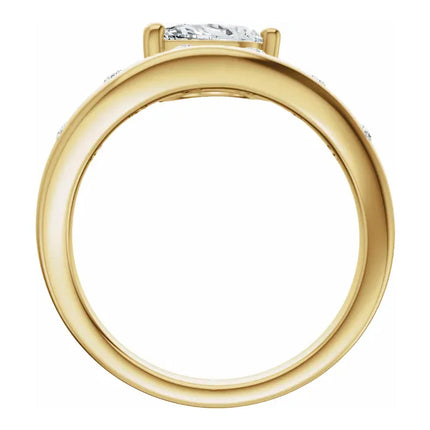 East-to-West Pear Shape Diamond Engagement Ring
