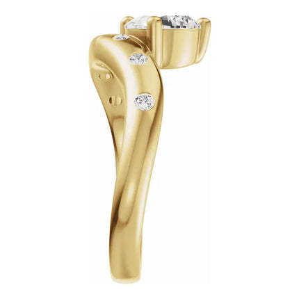East-to-West Pear Shape Diamond Engagement Ring