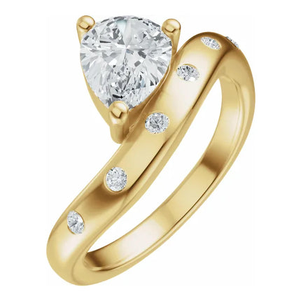 East-to-West Pear Shape Diamond Engagement Ring