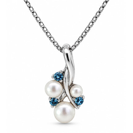 Freshwater Pearl & Blue Topaz Necklace