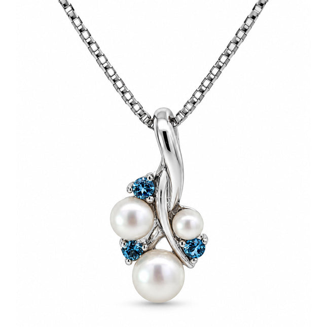 Freshwater Pearl & Blue Topaz Necklace