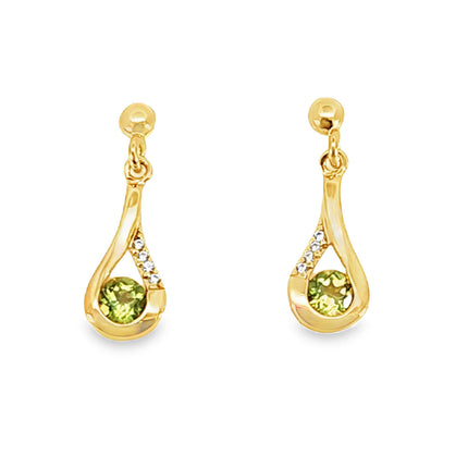 Gold Over Silver Peridot Earrings