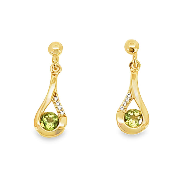 Gold Over Silver Peridot Earrings