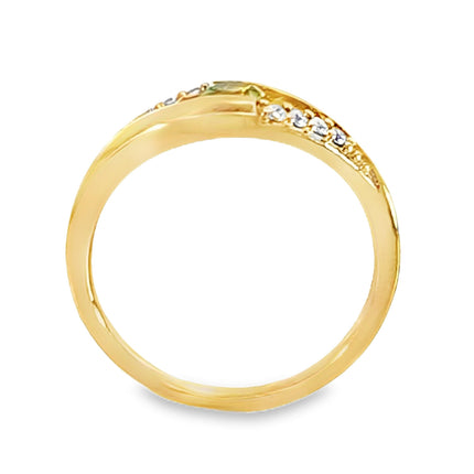 Gold Overlay on Silver Genuine Peridot Ring