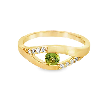 Gold Overlay on Silver Genuine Peridot Ring