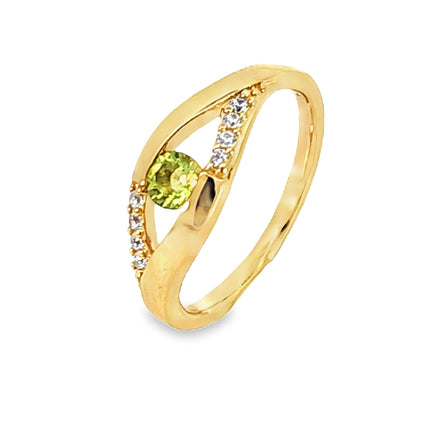 Gold Overlay on Silver Genuine Peridot Ring