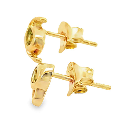 Gold Over Silver Stud Peridot Earrings