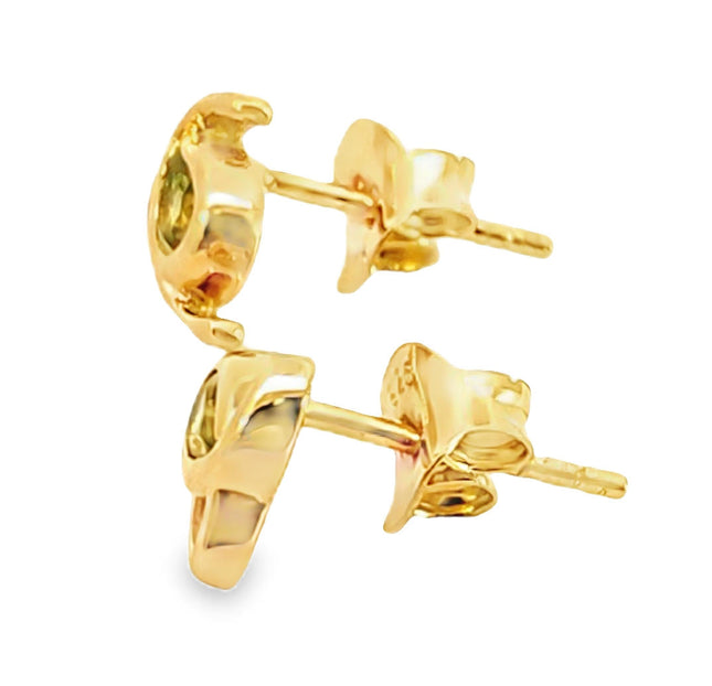 Gold Over Silver Stud Peridot Earrings