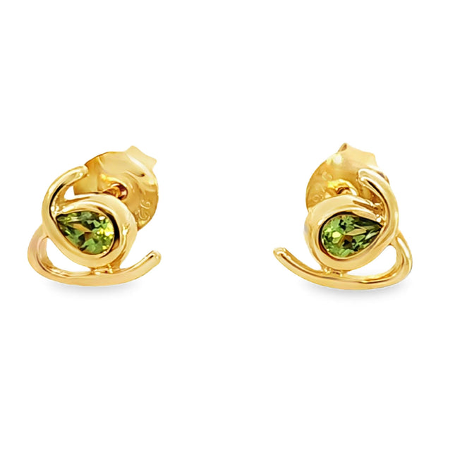 Gold Over Silver Stud Peridot Earrings