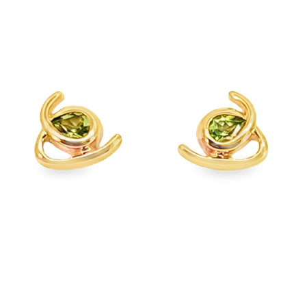 Gold Over Silver Stud Peridot Earrings