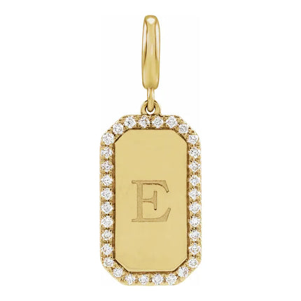 Gold Engravable Diamond Square Charm