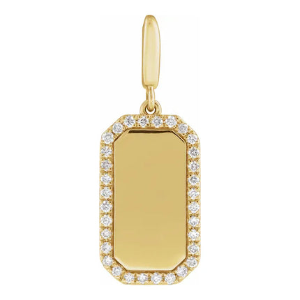 Gold Engravable Diamond Square Charm