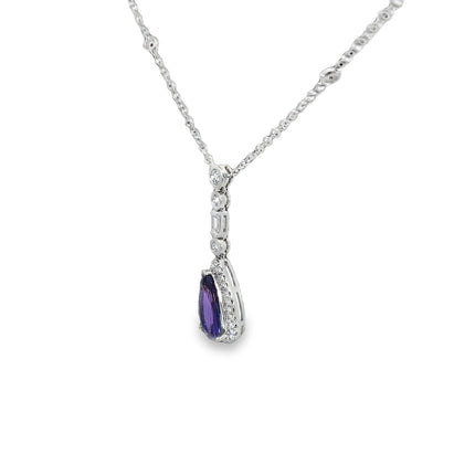 18K Genuine Purple Sapphire & Diamond Necklace