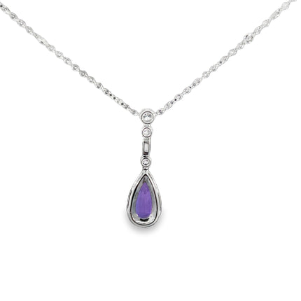 18K Genuine Purple Sapphire & Diamond Necklace