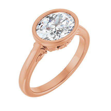 Solitaire Oval Bezel Set East-to-West Engagement Ring