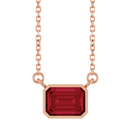 Emerald Cut Ruby Bezel Pendant