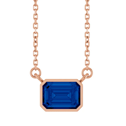 Sapphire Solitaire Bezel Set Necklace