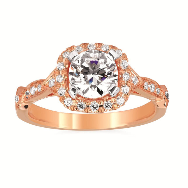 Round-Cut Halo Engagement Ring with Matching Band