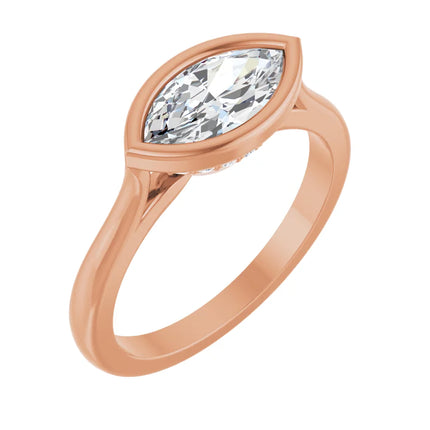 Hidden Halo East-to-West Marquise Engagement Ring