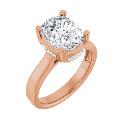 Refined Elongated Cushion Hidden Halo Engagement Ring