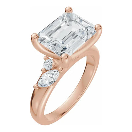 East-to-West Emerald Cut Diamond Engagement Ring