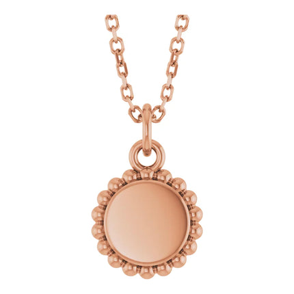 Beaded Engravable Disc Necklace