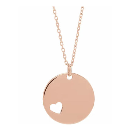Engravable Disc with Pierced Heart Necklace