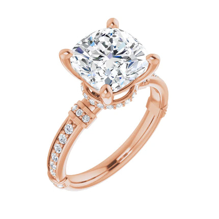 Diamond Accent Cushion Cut Engagement Ring