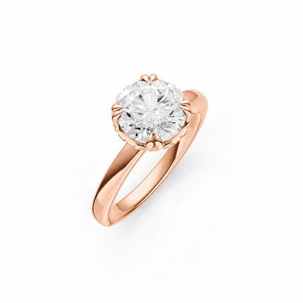 Round Cut Hidden Halo Sculptural Solitaire
