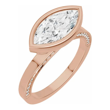 Marquise Diamond Hidden Halo Engagement Ring