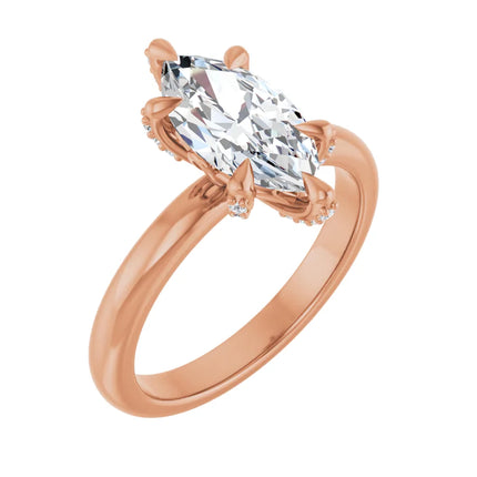 Marquise Diamond Engagement Ring with Hidden Halo