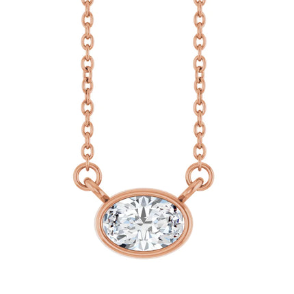 Oval Bezel Set Solitaire Diamond Necklace