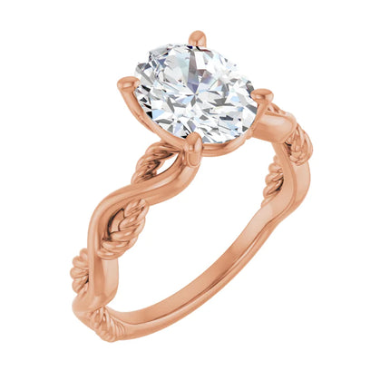 Oval Braided Diamond Engagement Ring