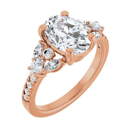 Delicate Oval Diamond Accent Engagement Ring
