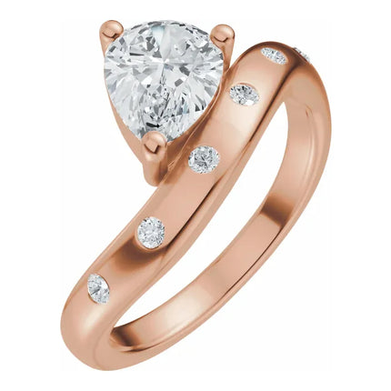 East-to-West Pear Shape Diamond Engagement Ring