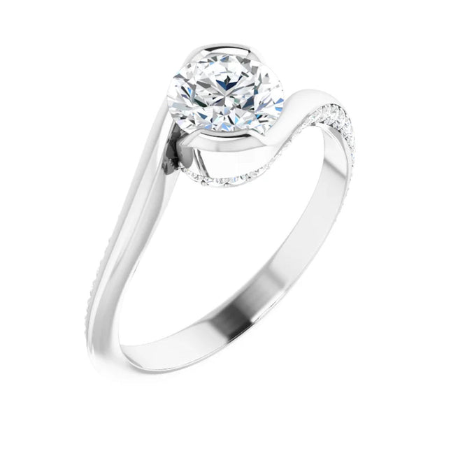 White gold bypass diamond accented engagement ring