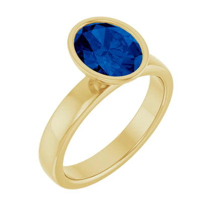 Sapphire Solitaire Bezel Engagement Ring