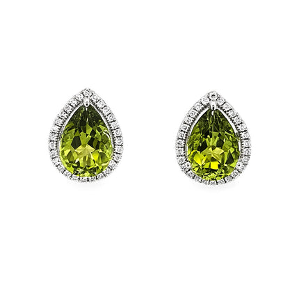 Simulated Peridot & CZ Earrings