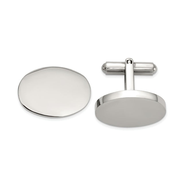 Stainless Steel Engravable Oval Cuff Links