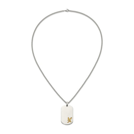 Stainless Steel Men's Necklace with Gold Eagle Accent