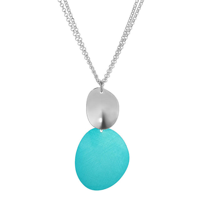 Ocean Blue Sterling Silver Oval Necklace