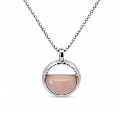 Halfmoon Pink Chalcedony Sterling Silver Necklace