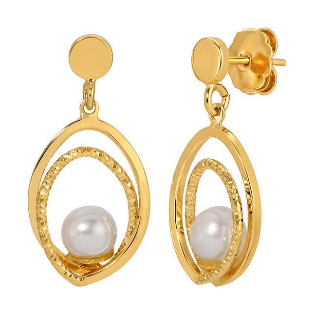 Freshwater Pearl Oval Swirl Earrings