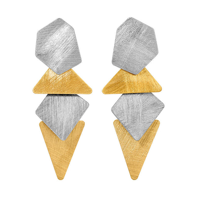 Geomatrix Sterling Silver Gold Plated Earrings