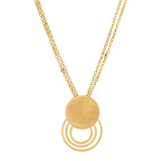 Yellow Gold Plated Circle Echo Necklace