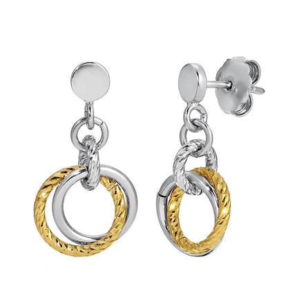 Sterling Silver & Yellow Gold Plated Love Knot Earrings
