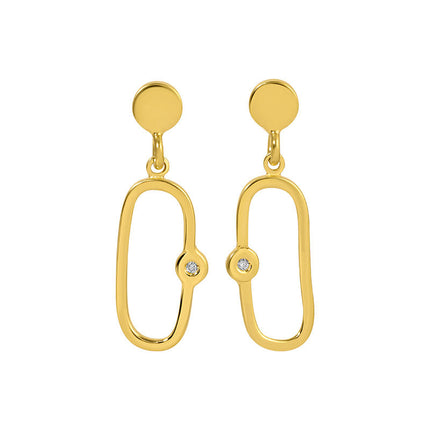 Slim Oval Paperclip Diamond Earrings