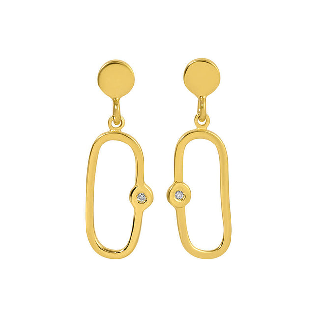 Slim Oval Paperclip Diamond Earrings