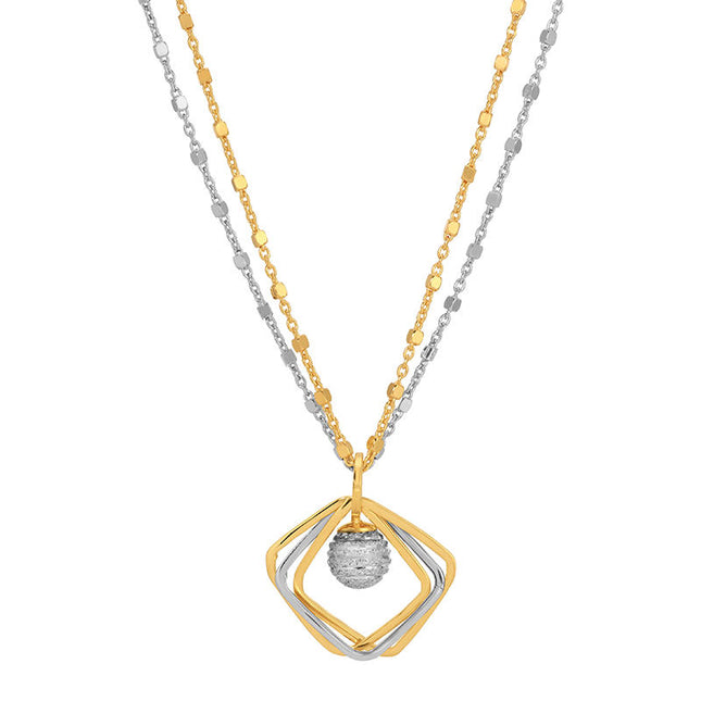 Two-Tone Square Textured Ball Necklace