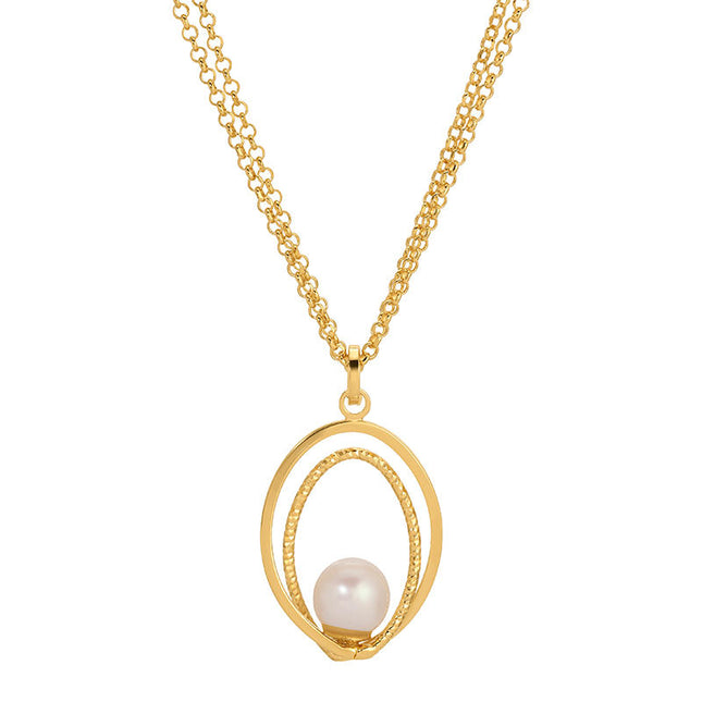 Freshwater Pearl Oval Swirl Necklace